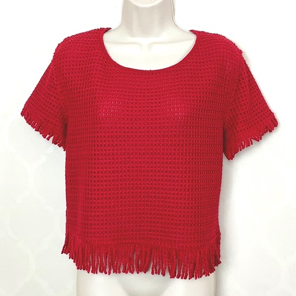 PLENTY BY TRACY REESE RED FRINGE SKIRT SET - Picture 3 of 10